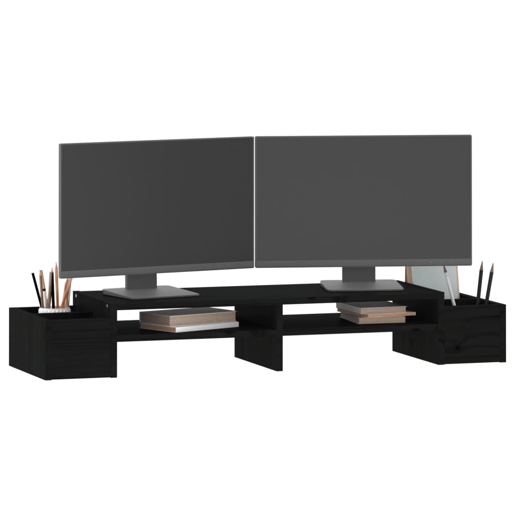 Suporte para monitor 100x27,5x15 cm madeira pinho maciça preto