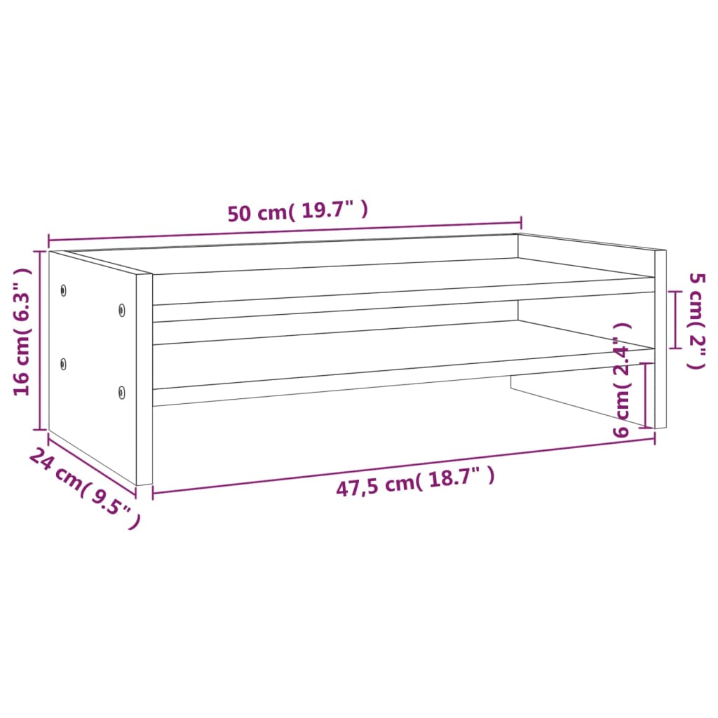 Suporte para monitor 50x24x16 cm madeira de pinho maciça branco