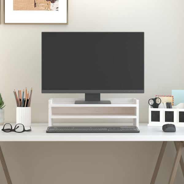 Suporte para monitor 50x24x16 cm madeira de pinho maciça branco