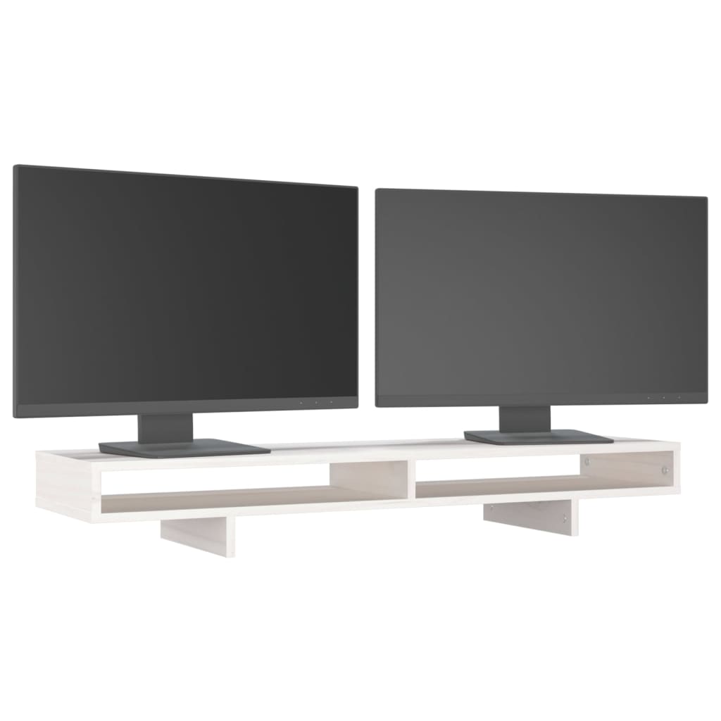 Suporte para monitor 100x27x14 cm madeira pinho maciça branco