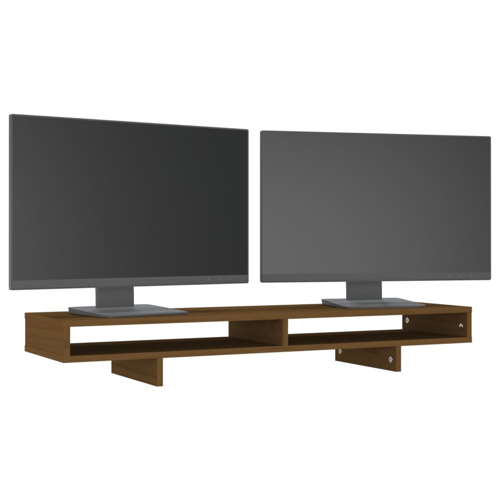 Suporte para monitor 100x27x14 cm pinho maciço castanho-mel