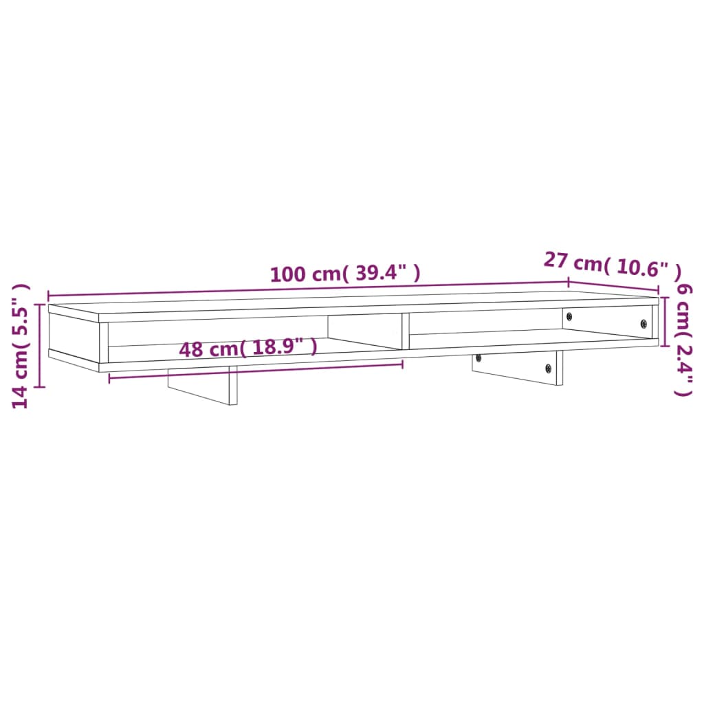 Suporte para monitor 100x27x14 cm pinho maciço castanho-mel