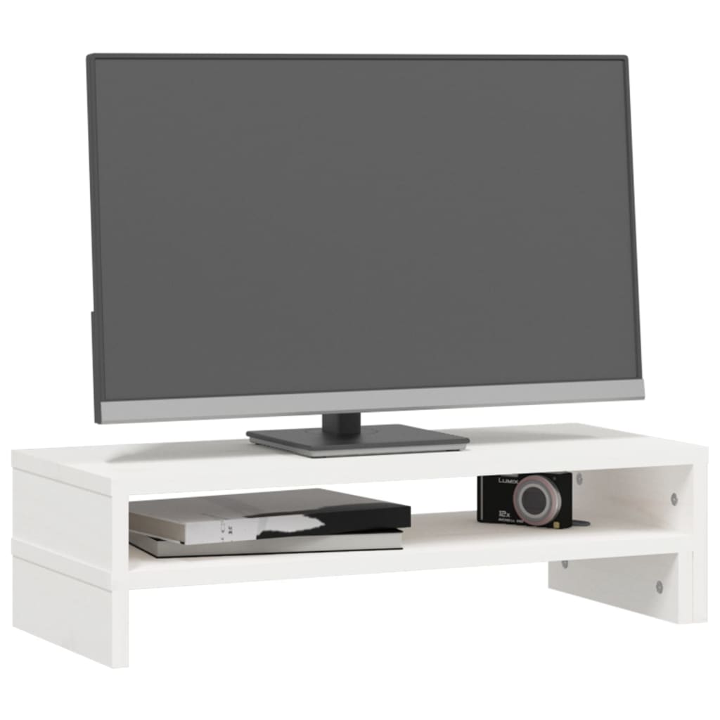 Suporte para monitor (52-101)x22x14 cm pinho maciço branco