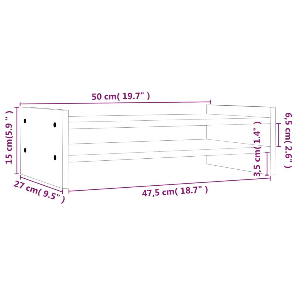 Suporte para monitor 50x27x15 cm madeira de pinho maciça