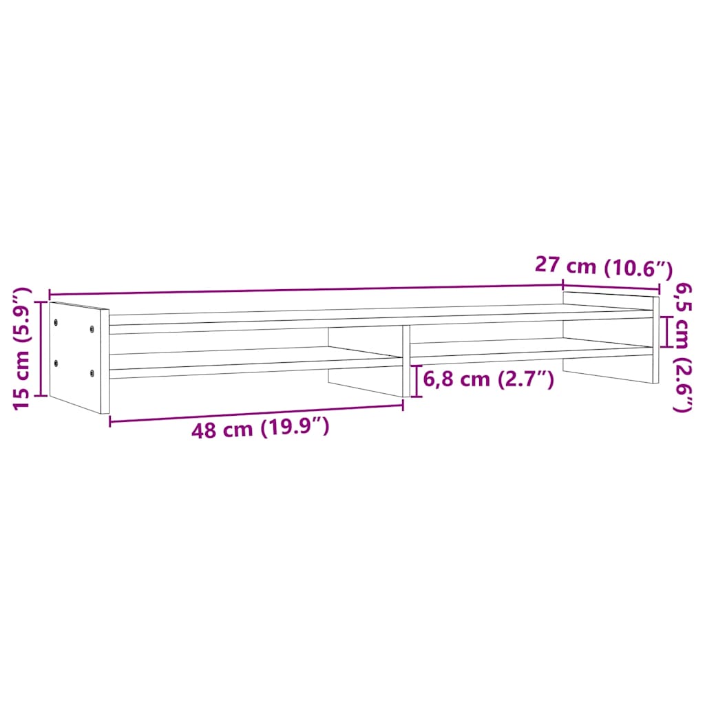 Suporte para monitor 100x27x15 cm pinho maciço branco