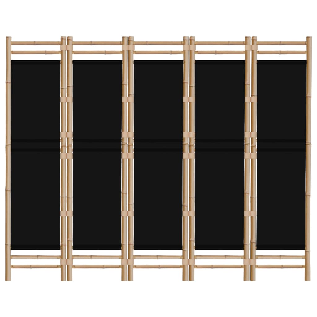 Divisória/biombo com 5 painéis dobráveis 200 cm bambu e lona