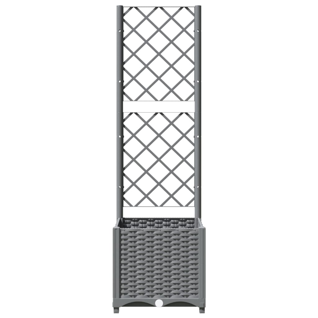 Vaso/floreira jardim c/ treliça 40x40x136 cm PP cinzento-claro