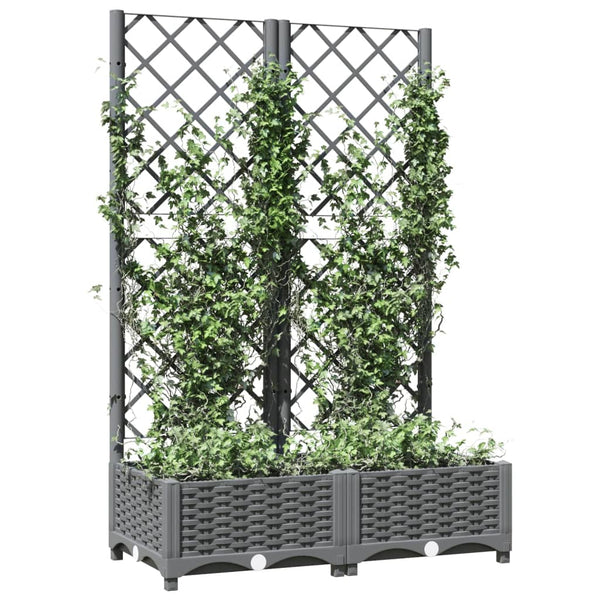 Vaso/floreira jardim c/ treliça 80x40x121,5 cm PP cinza-claro