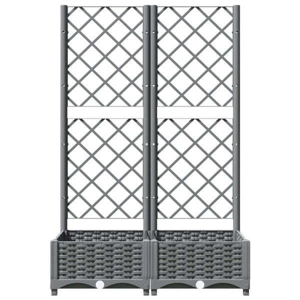 Vaso/floreira jardim c/ treliça 80x40x121,5 cm PP cinza-claro
