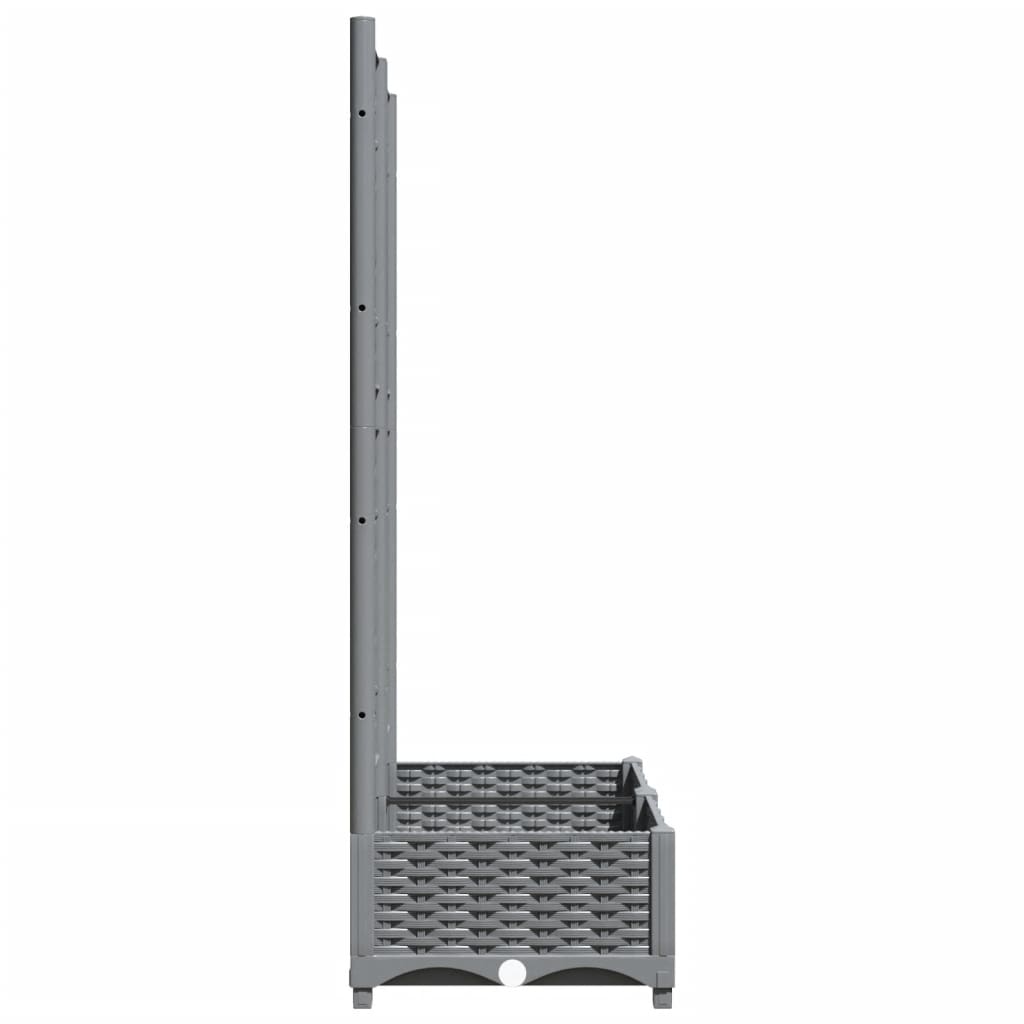 Vaso/floreira jardim c/ treliça 80x40x121,5 cm PP cinza-claro
