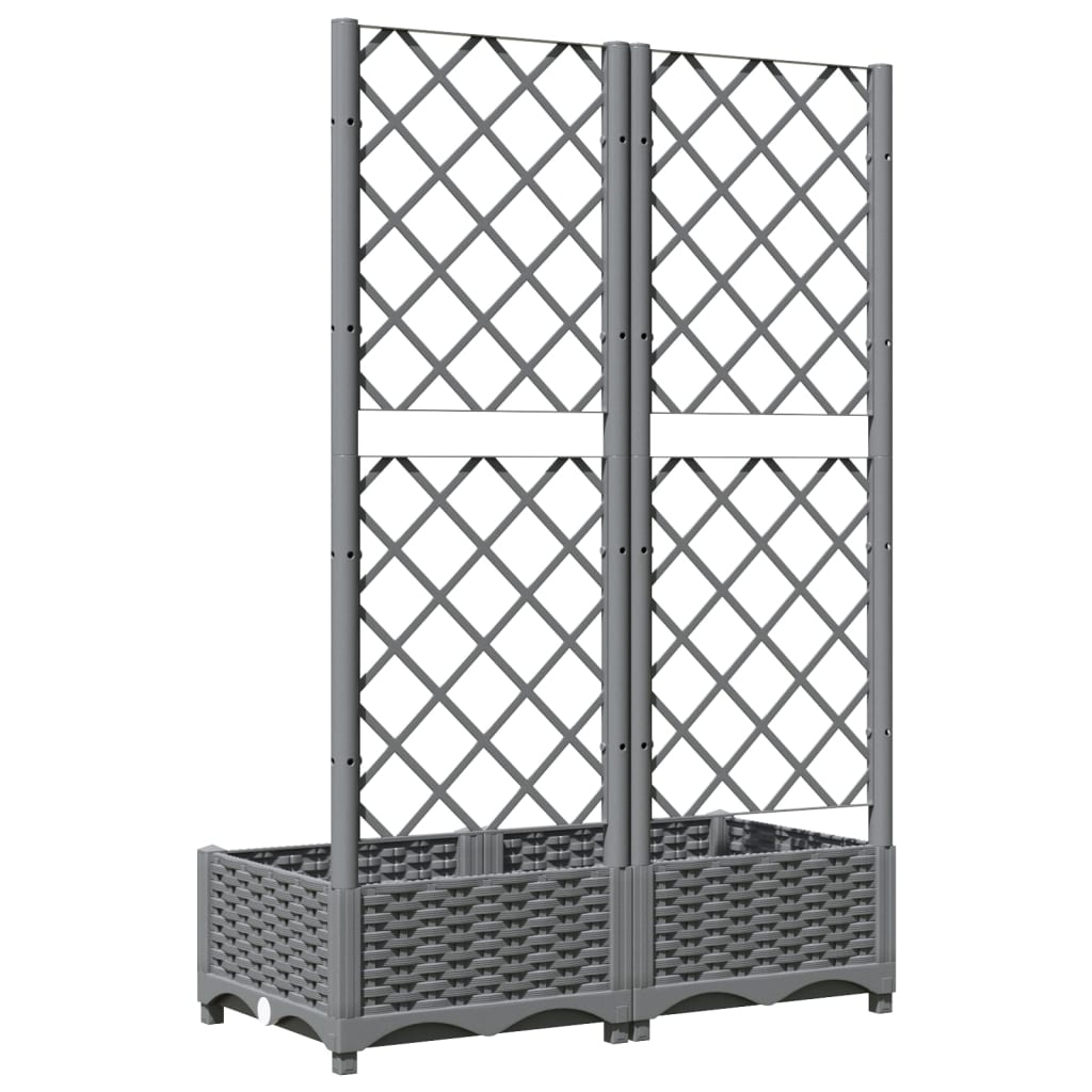 Vaso/floreira jardim c/ treliça 80x40x121,5 cm PP cinza-claro