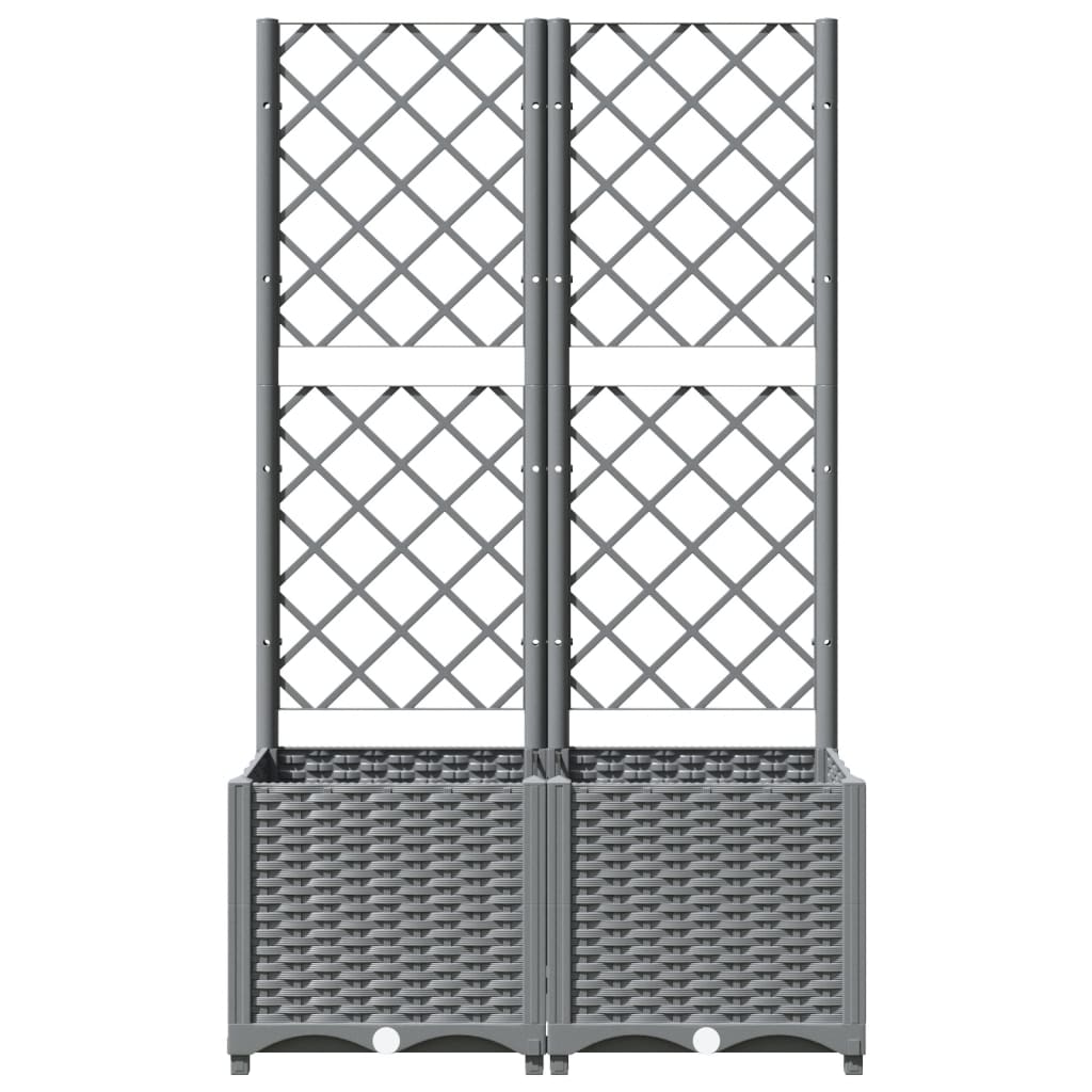 Vaso/floreira jardim c/ treliça 80x40x136 cm PP cinza-claro