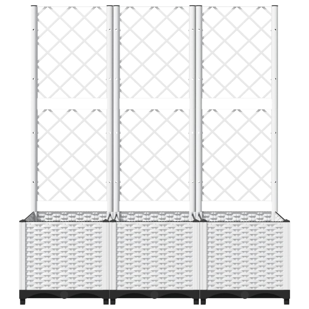 Vaso/floreira jardim c/ treliça 120x40x136 cm PP branco
