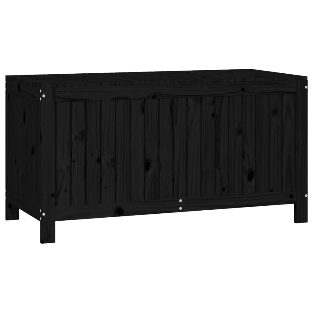 Baú de Arrumação para Jardim - Preto - Madeira de Pinho - 121x55x64 cm