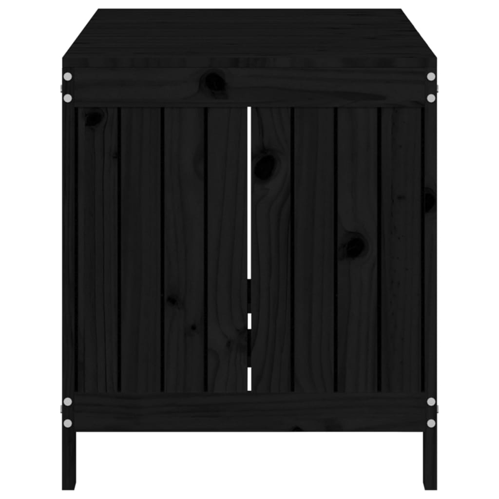 Baú de Arrumação para Jardim - Preto - Madeira de Pinho - 121x55x64 cm