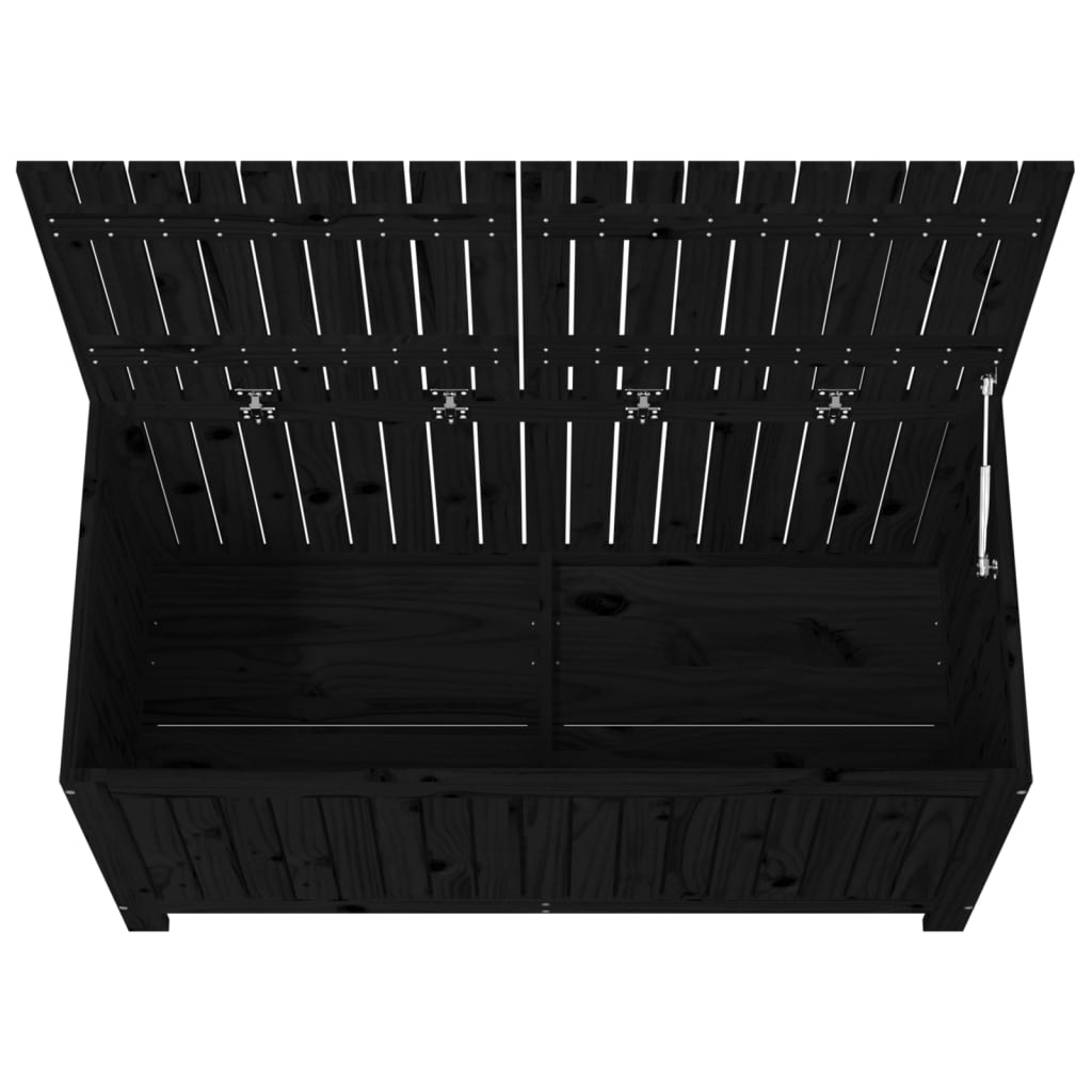 Baú de Arrumação para Jardim - Preto - Madeira de Pinho - 121x55x64 cm