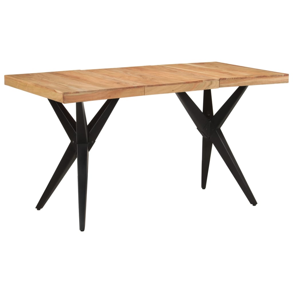 Mesa de jantar 140x70x76 cm madeira de acácia maciça preto