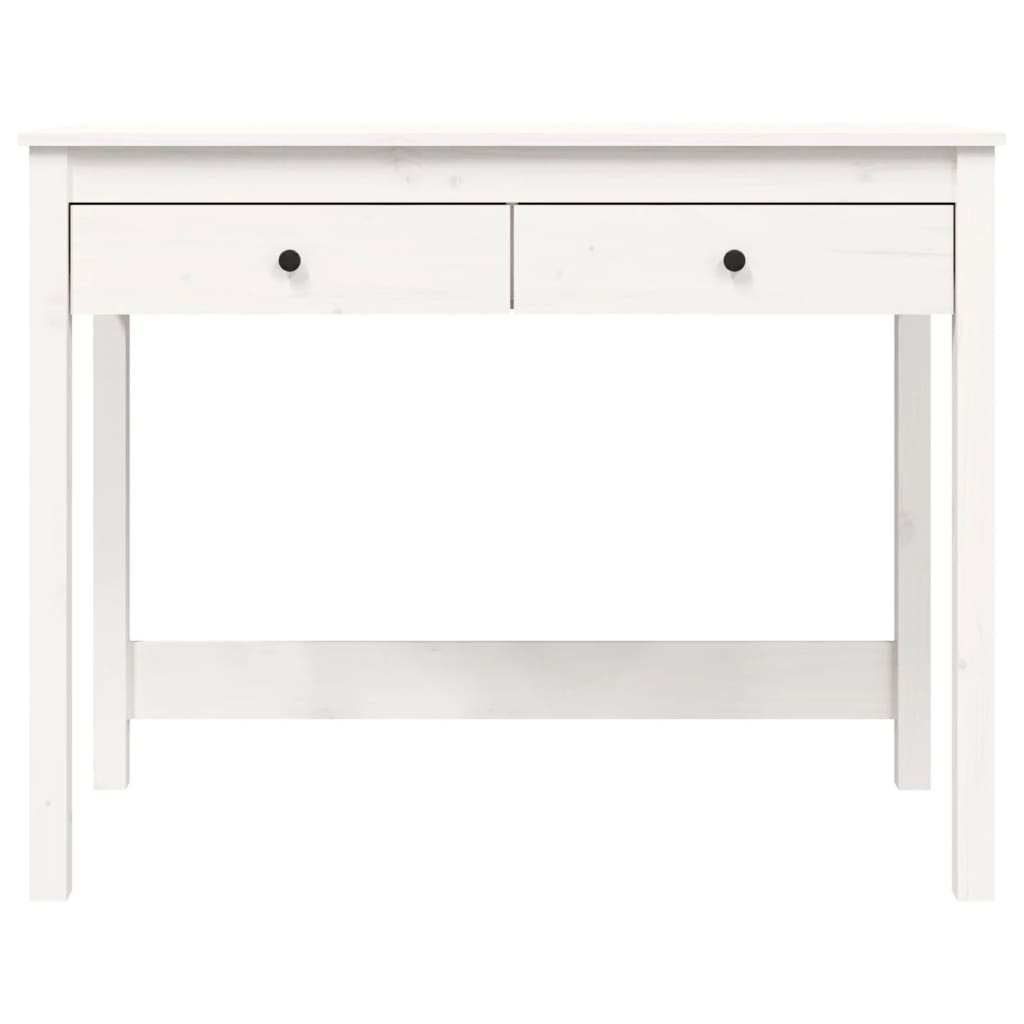 Secretária com 2 Gavetas - Branco - 100x50x78 cm - Pinho Maciço