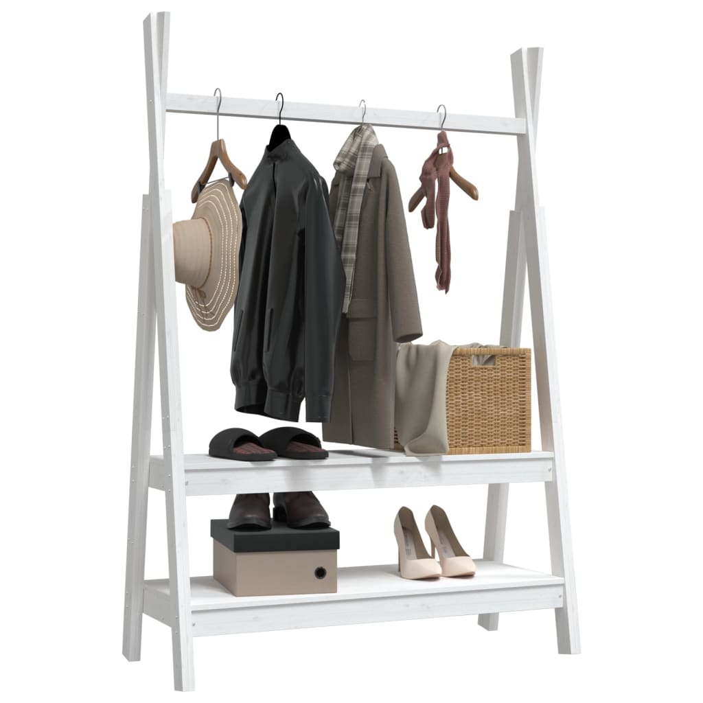 Suporte para roupas 100x45,5x150 cm madeira pinho maciça branco