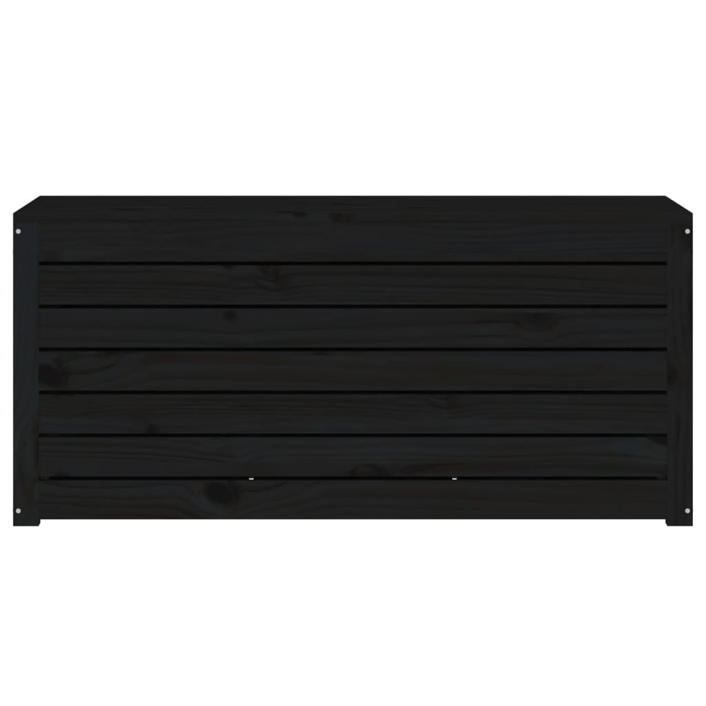 Baú de Arrumação para Jardim - Preto - Madeira de Pinho - 101x50,5x46,5 cm
