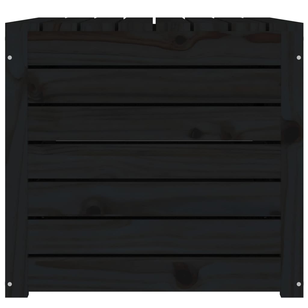 Baú de Arrumação para Jardim - Preto - Madeira de Pinho - 101x50,5x46,5 cm