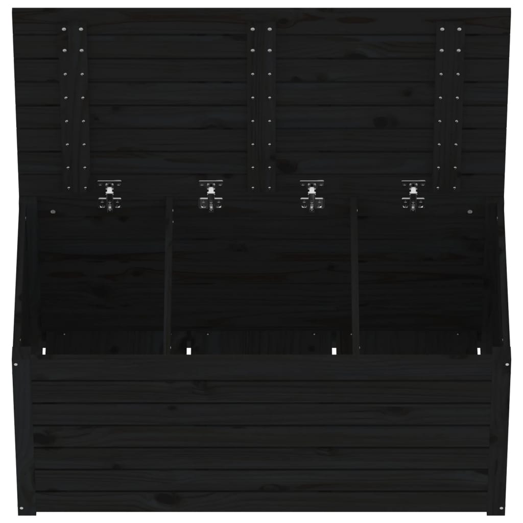Baú de Arrumação para Jardim - Preto - Madeira de Pinho - 101x50,5x46,5 cm