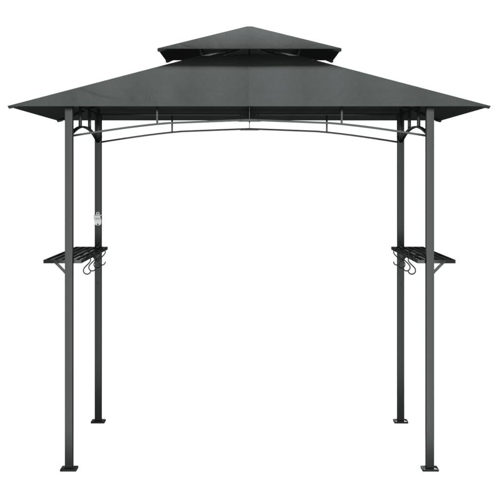 Gazebo churrasco prateleiras laterais 240x150x243 aço antracite