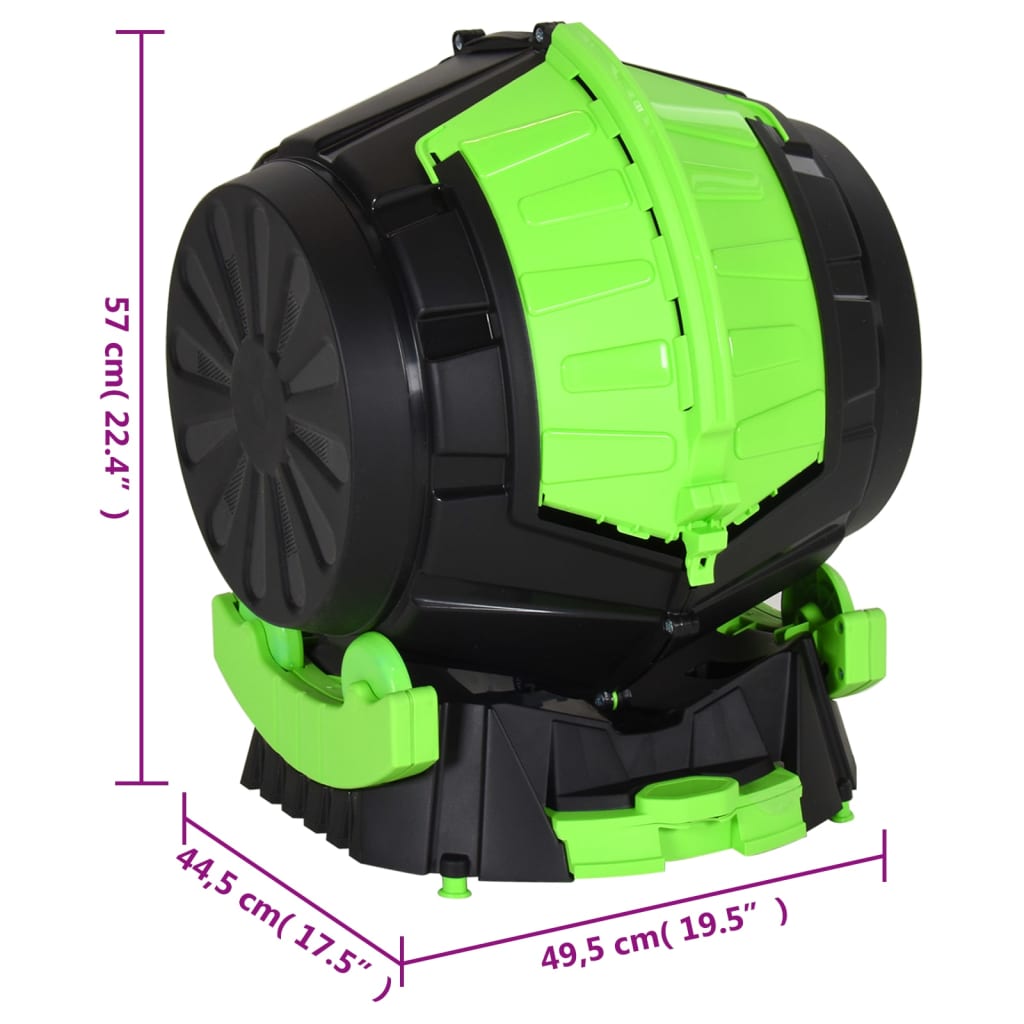Compostor de tambor giratório 49,5x44,5x57 cm 50 L