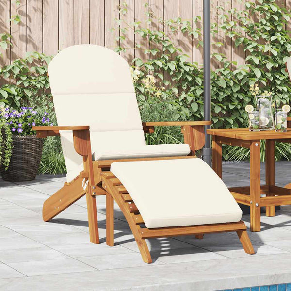 Cadeira de jardim Adirondack com apoio de pés acácia maciça
