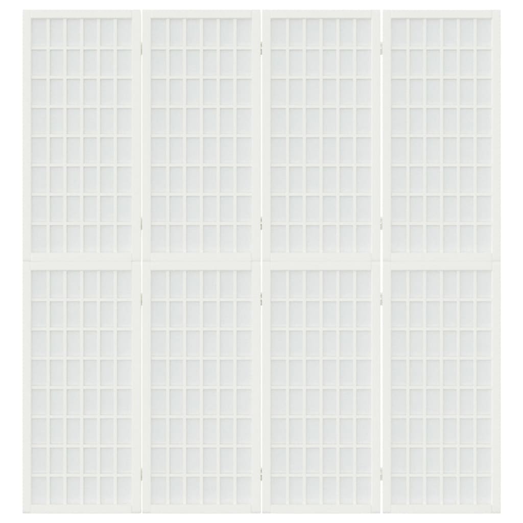 Biombo dobrável com 4 painéis estilo japonês 160x170 cm branco