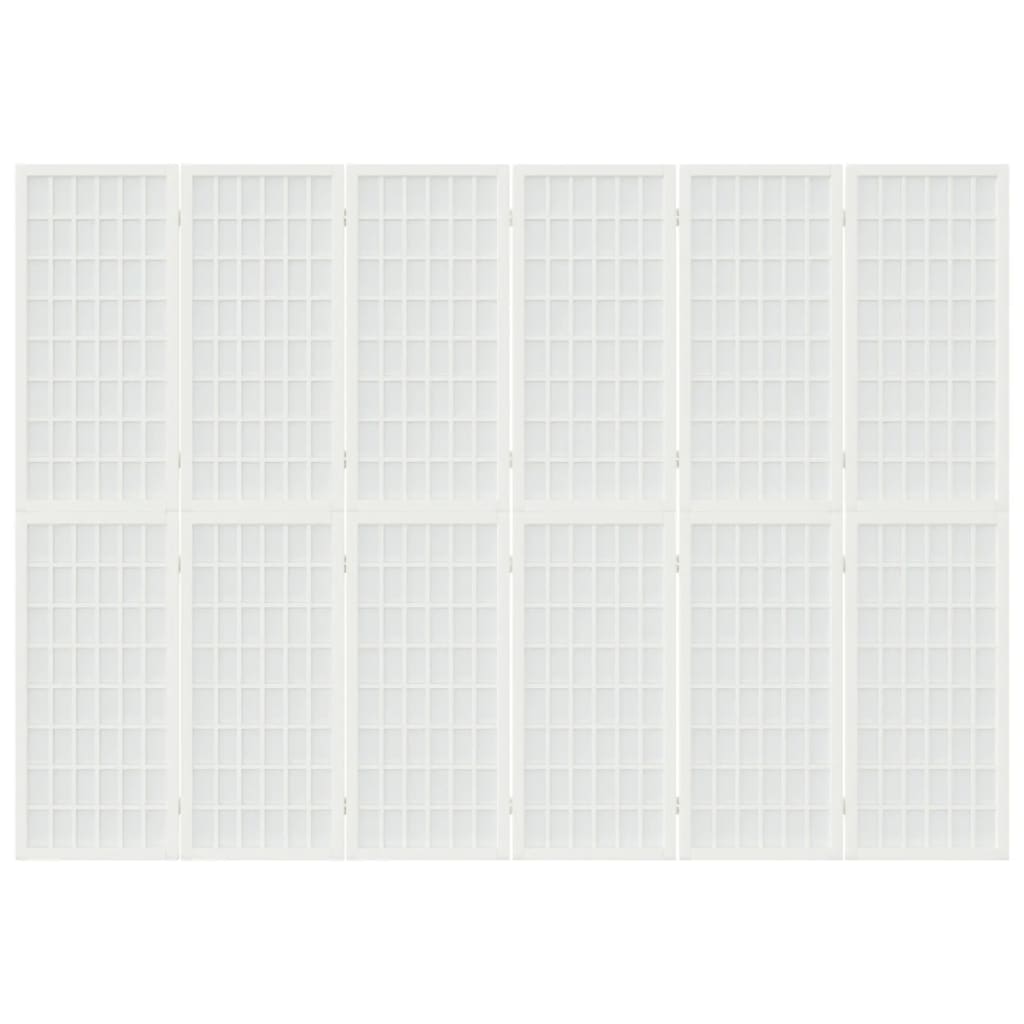 Biombo dobrável com 6 painéis estilo japonês 240x170 cm branco