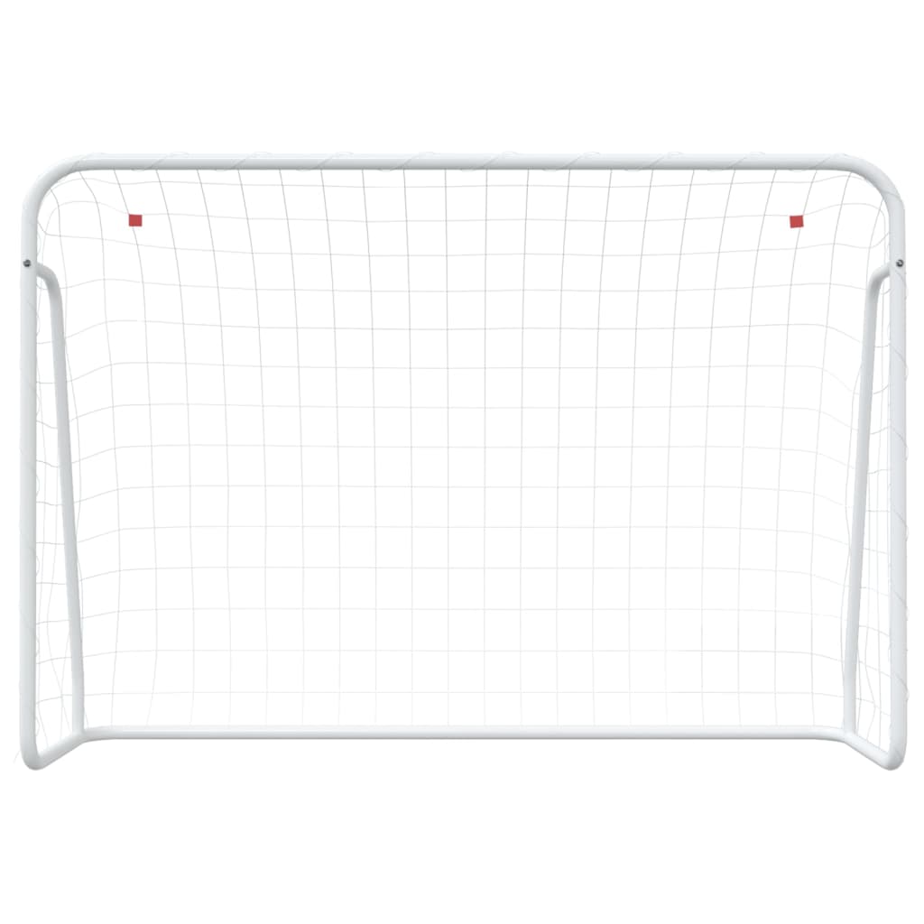 Baliza de futebol com rede 214x75x152 cm aço/poliéster branco