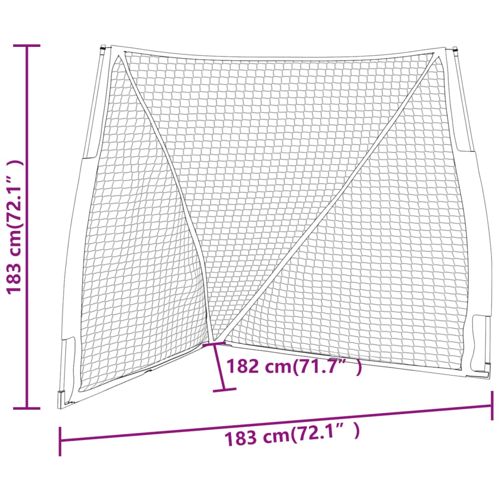 Rede basebol portátil 183x182x183cm aço/poliéster laranja/preto