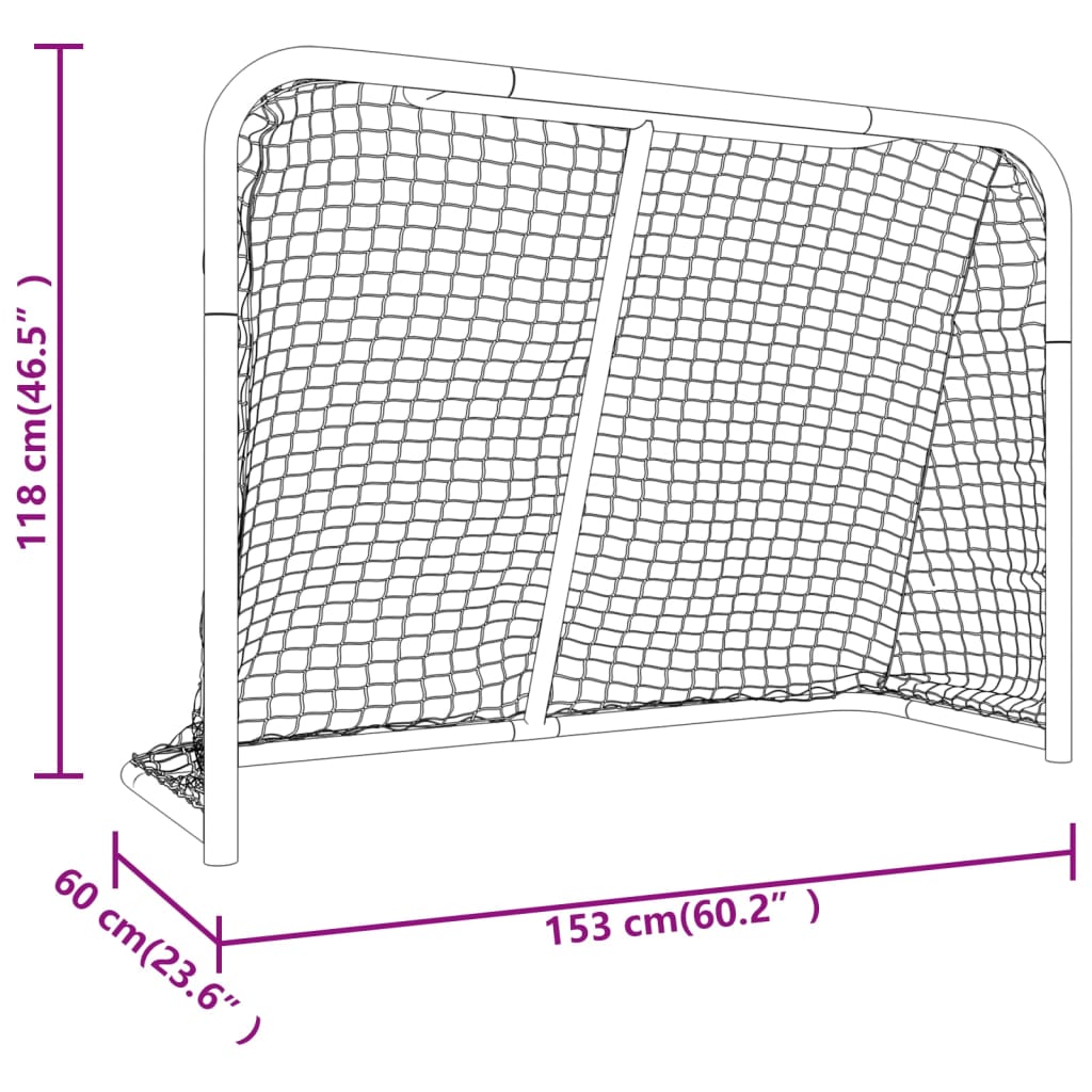 Baliza hóquei c/rede 153x60x118cm aço/poliéster vermelho/branco