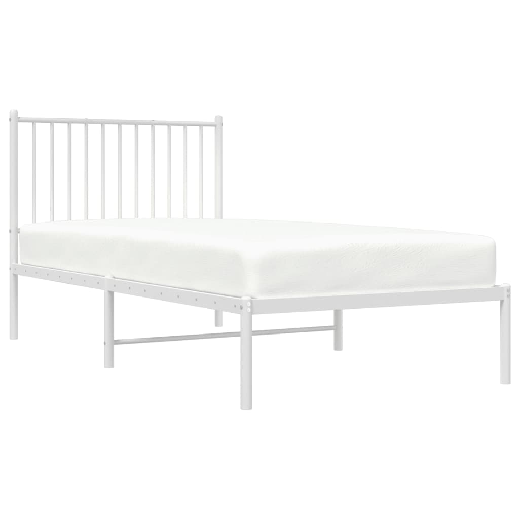Estrutura de cama com cabeceira 90x190 cm metal branco