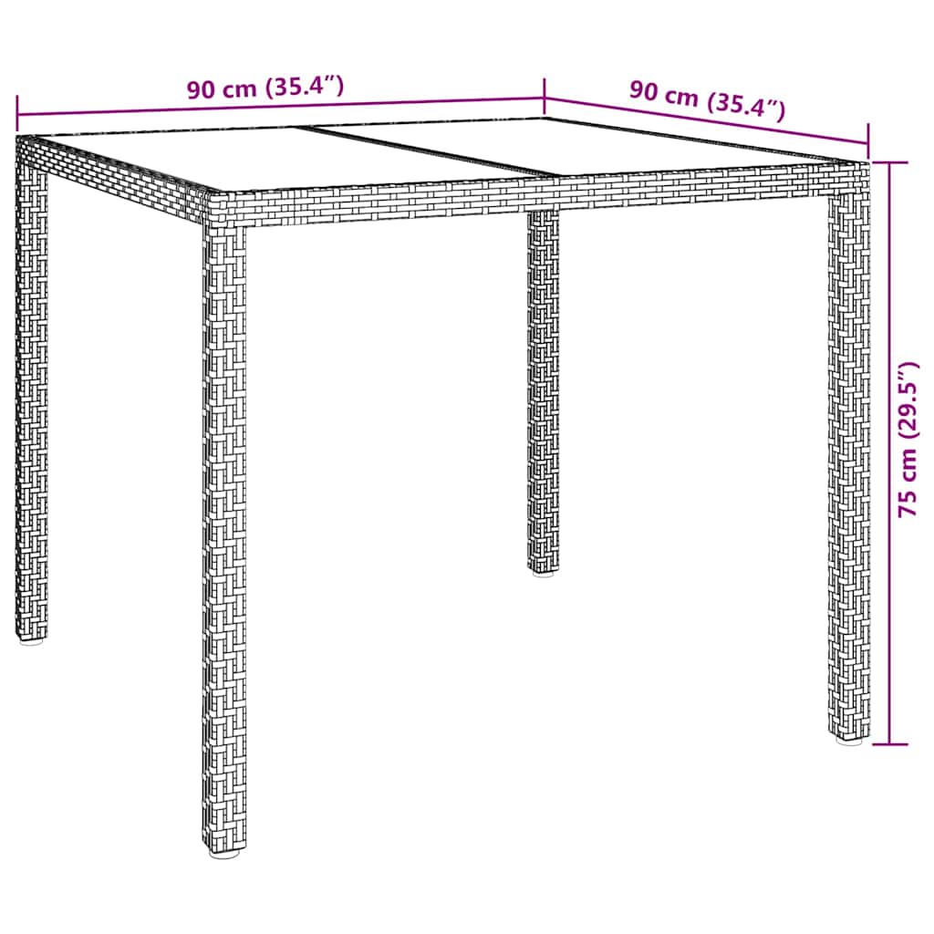 Mesa de Jantar para Jardim Castanho 90 x 90 x 75 cm
