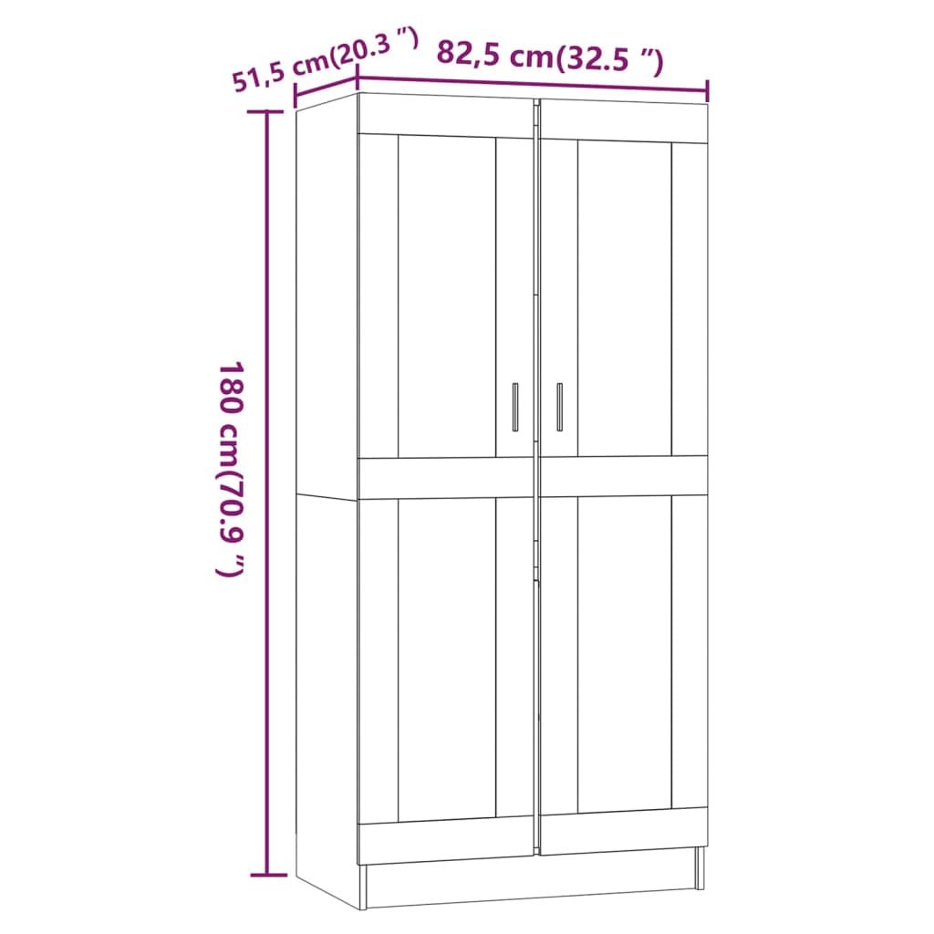 Roupeiro 82,5x51,5x180 cm derivados de madeira cinzento sonoma