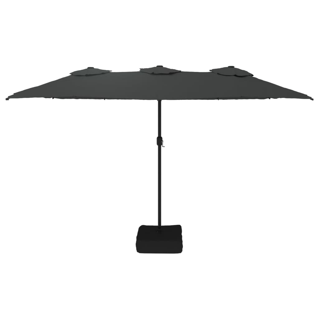 Guarda-sol de jardim c/ cabeça dupla/LED 449x265 cm antracite