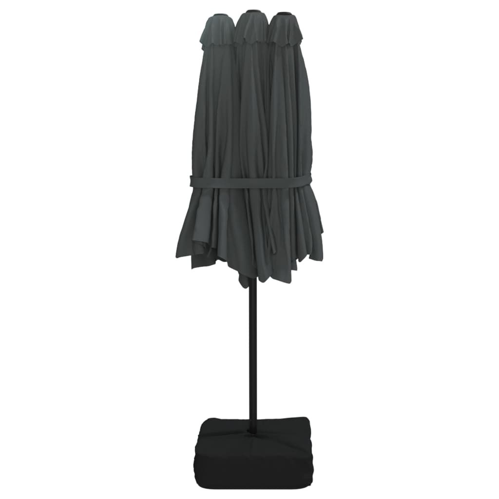 Guarda-sol de jardim c/ cabeça dupla/LED 449x265 cm antracite