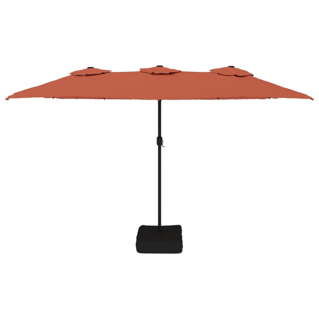 Guarda-sol de jardim c/ cabeça dupla/LED 449x265 cm terracotta