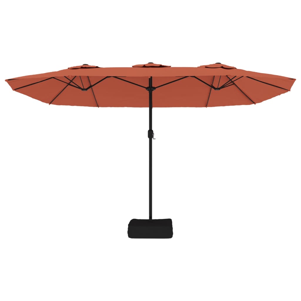 Guarda-sol de jardim c/ cabeça dupla/LED 449x265 cm terracotta