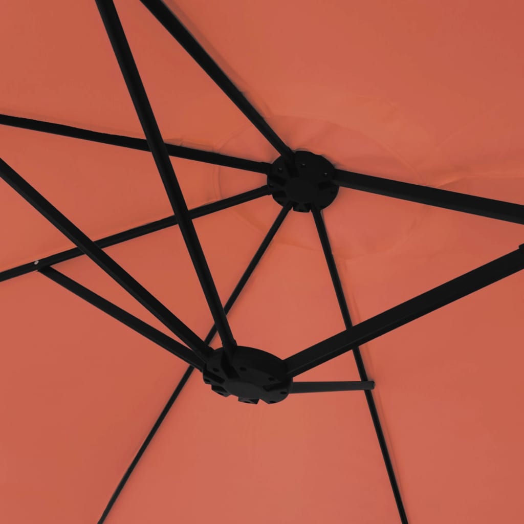 Guarda-sol de jardim c/ cabeça dupla/LED 449x265 cm terracotta
