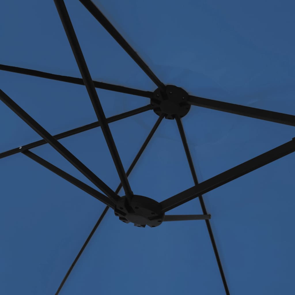 Guarda-sol com cabeça dupla e luzes LED 449x265 cm azul-ciano