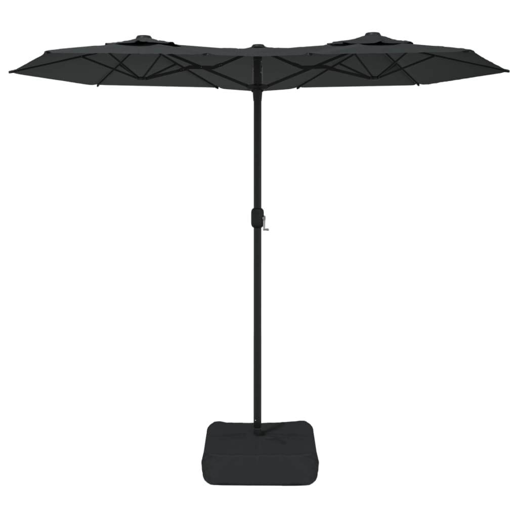 Guarda-sol jardim c/ cabeça dupla/luzes LED 316x145cm antracite