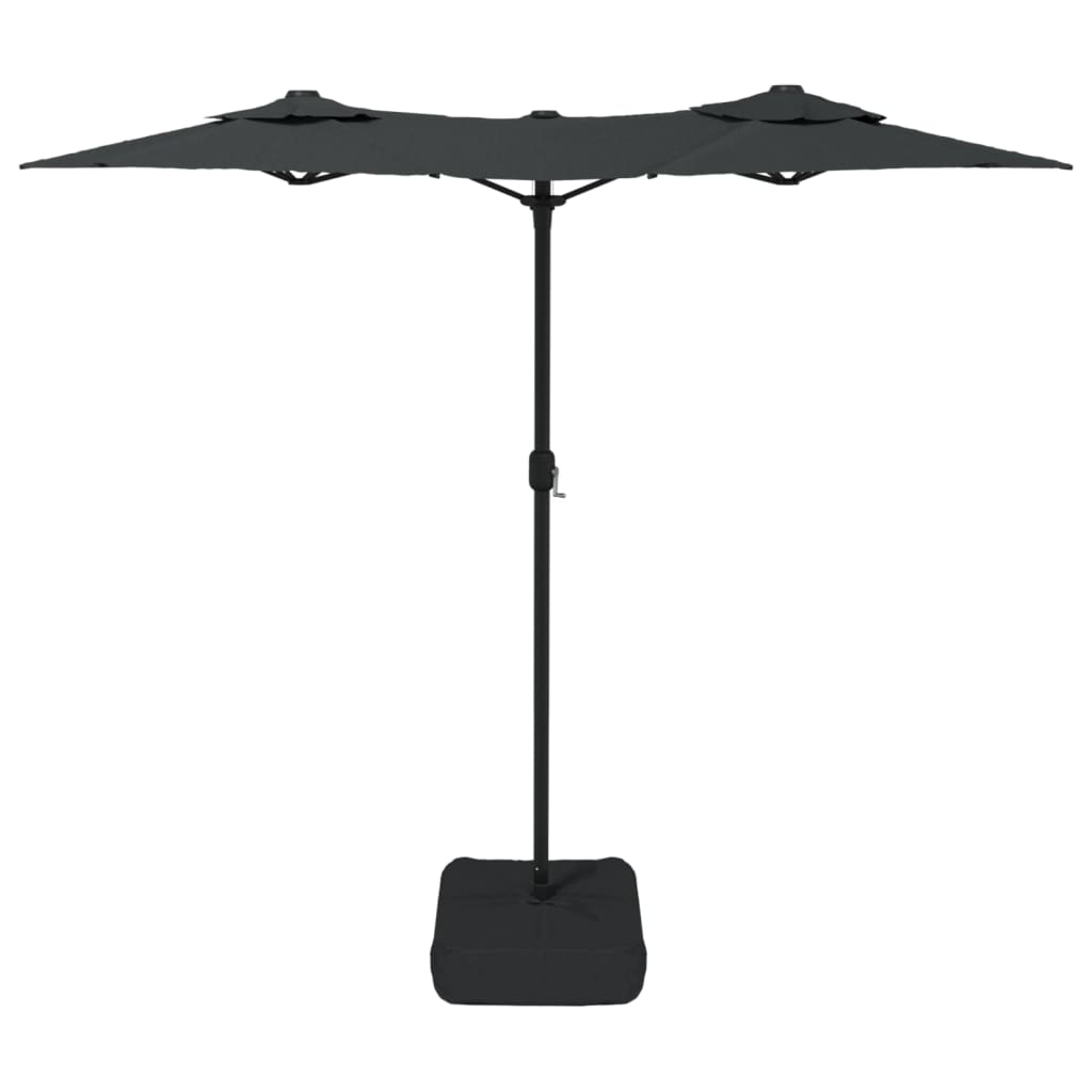 Guarda-sol jardim c/ cabeça dupla/luzes LED 316x145cm antracite