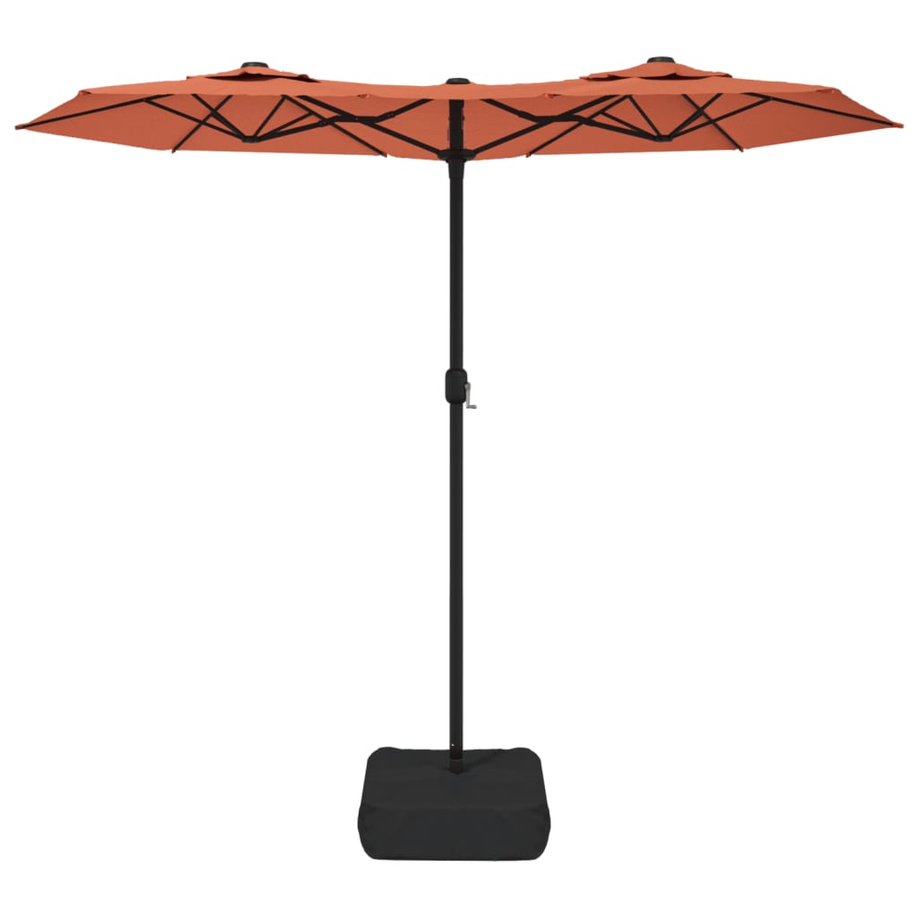 Guarda-sol de jardim c/ cabeça dupla/LED 316x145 cm terracotta