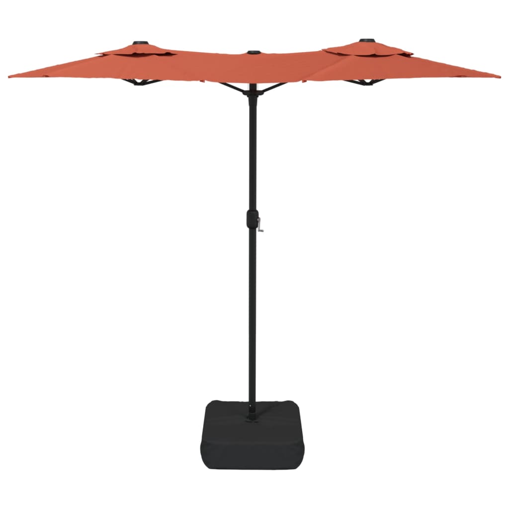 Guarda-sol de jardim c/ cabeça dupla/LED 316x145 cm terracotta