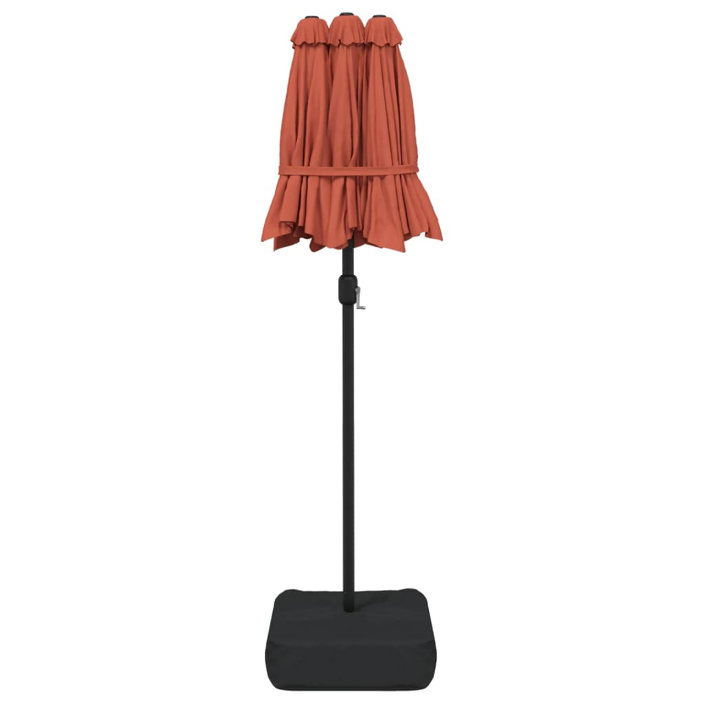 Guarda-sol de jardim c/ cabeça dupla/LED 316x145 cm terracotta