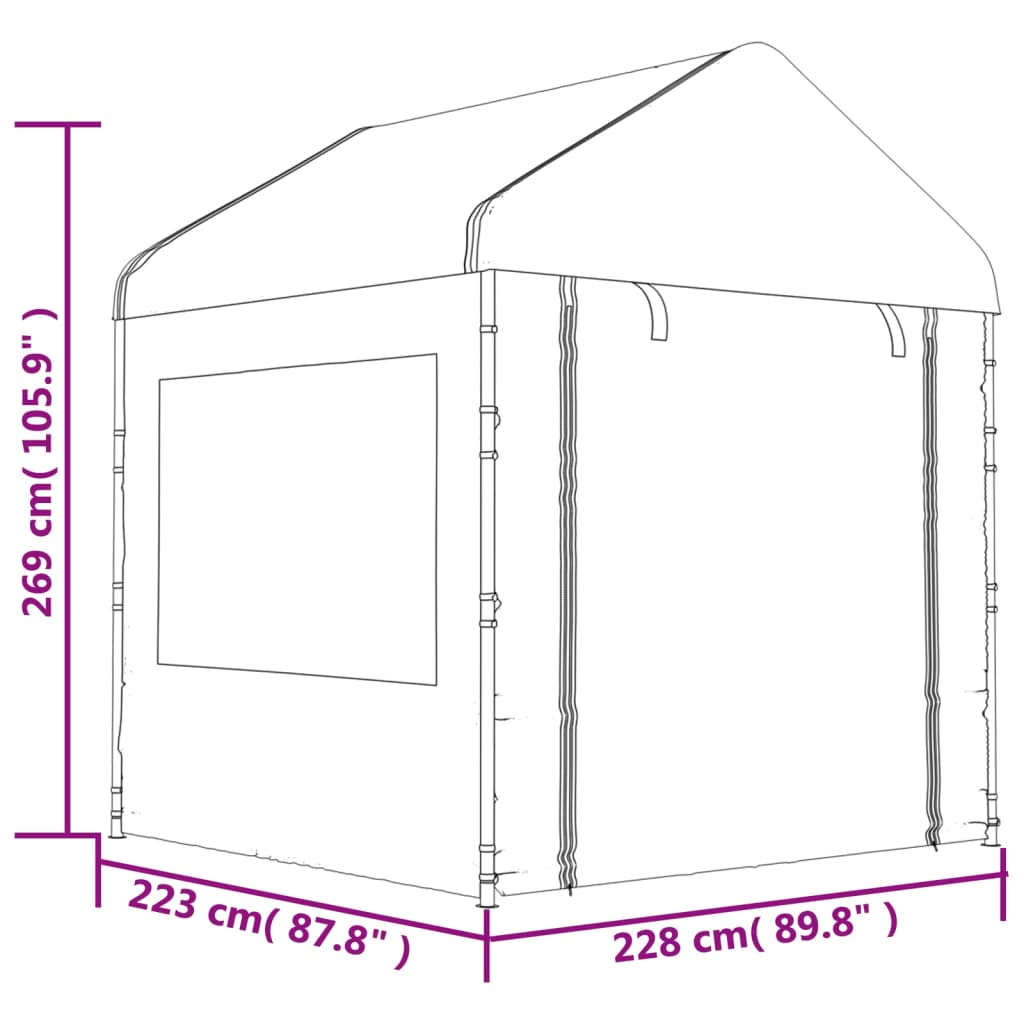 Gazebo com telhado 11,15x2,28x2,69 m polietileno branco