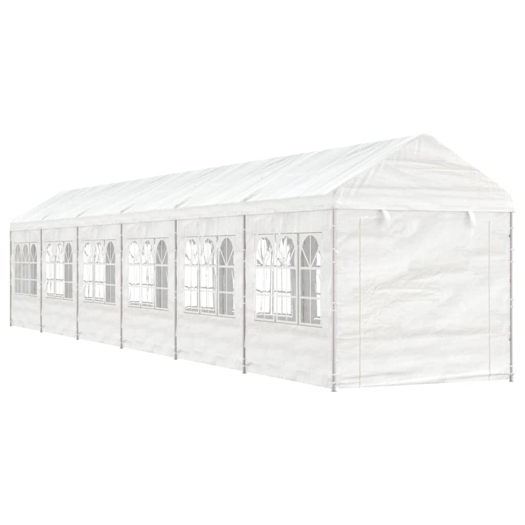 Gazebo com telhado 13,38x2,28x2,69 m polietileno branco